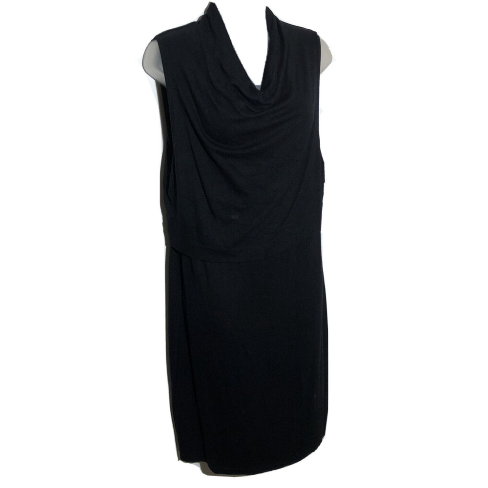 Adrienne Vittadini Knit Overlay Sleeveless Sheath Dress Black Medium‎ Below Knee